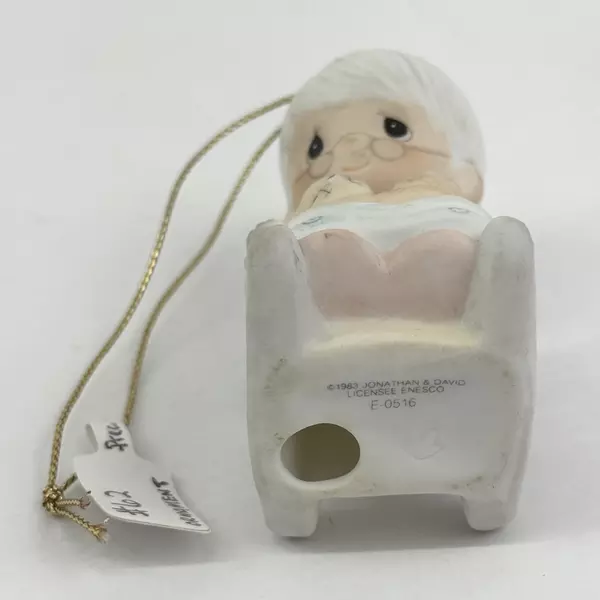 1983 Enesco Precious Moments Purr-fect Grandma Porcelain Bisque Mini Ornament