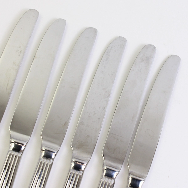 Lot Of 6 Oneida Silver Corduroy (Stainless) Flatware Dinner Knives 9.5" Long