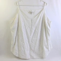 Loft Embroidered White Spaghetti Strap Tank Women's Size 22