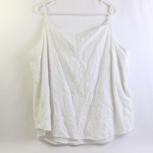 Loft Embroidered White Spaghetti Strap Tank Women's Size 22