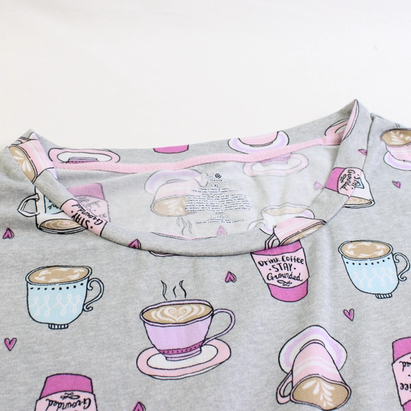 Secret Treasures Coffee Print Pajama Top Women's Size L-XL
