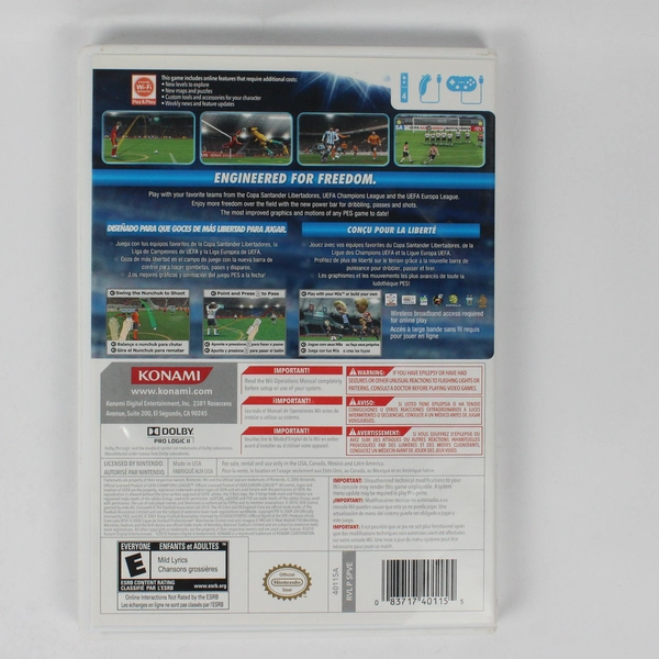 Nintendo Wii Pro Evolution Soccer 2011 Video Game With Instruction Book