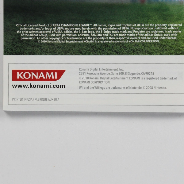 Nintendo Wii Pro Evolution Soccer 2011 Video Game With Instruction Book