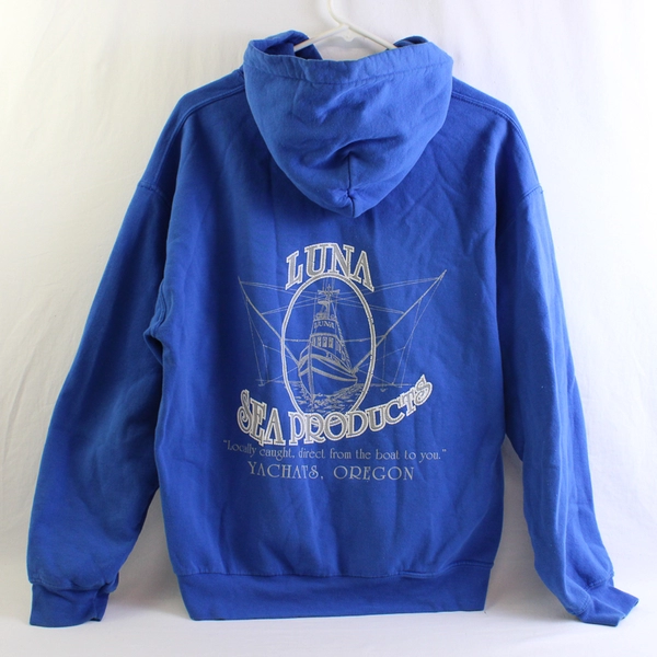 Gildan Luna Sea Fish House Blue Hoodie Men's Size Medium FLAWED
