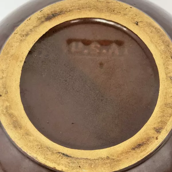 Vintage Brown Bean Pot  Made in USA With Double Handles Lid