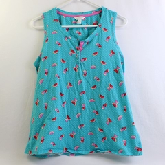 Charter Club Intimates Watermelon Polka Dot Print Blue Pajama Top Women's Medium