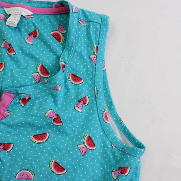 Charter Club Intimates Watermelon Polka Dot Print Blue Pajama Top Women's Medium