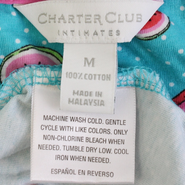 Charter Club Intimates Watermelon Polka Dot Print Blue Pajama Top Women's Medium