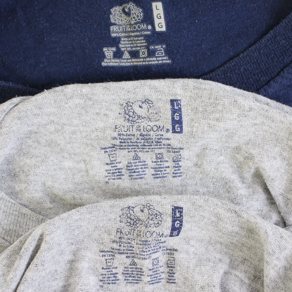 Lot of 3 Fruit Of The Loom Cotton T-Shirts with Breast Pockets Men's Large FLAW