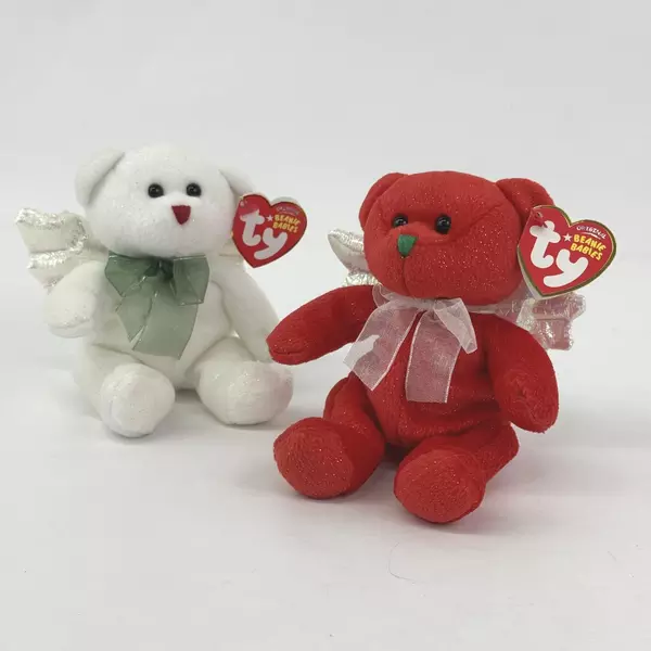  2007 Ty Beanie Baby Angels Named Hark In Red And White Set of 2