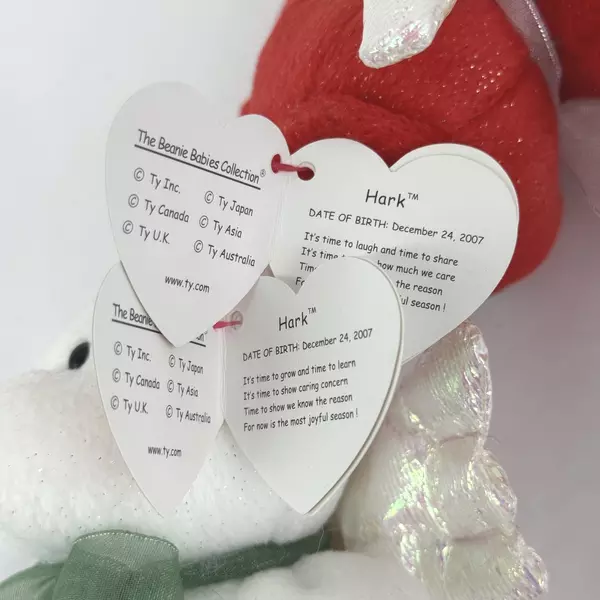  2007 Ty Beanie Baby Angels Named Hark In Red And White Set of 2
