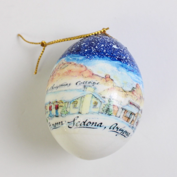 Handmade Sedona Arizona Souvenir Chicken Egg Christmas Tree Ornament 2.5"