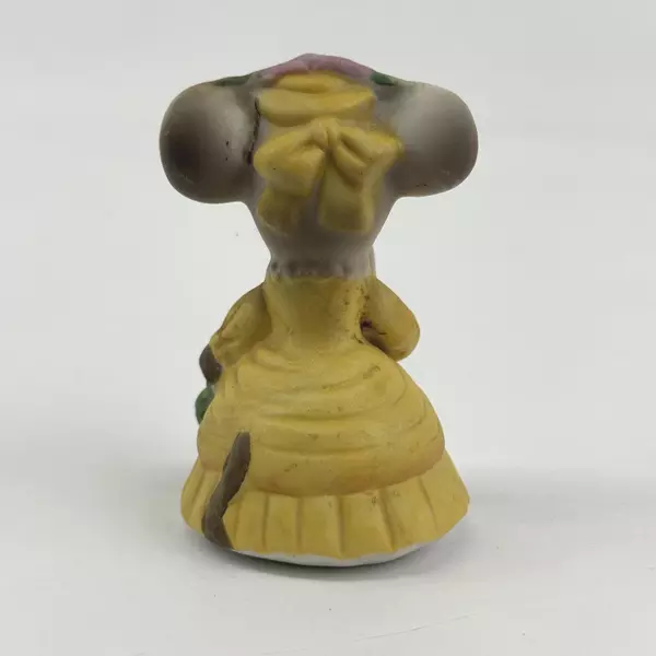 Vintage Ceramic Victorian Style Female Mouse Figurine With A Parasol and Fan