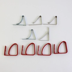 Lot of 9 Metal and Red Plastic Tablecloth Clamps