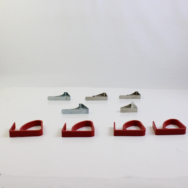 Lot of 9 Metal and Red Plastic Tablecloth Clamps