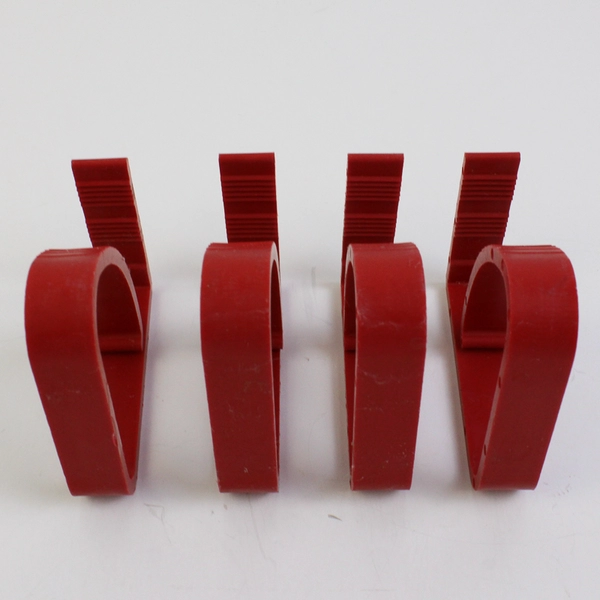 Lot of 9 Metal and Red Plastic Tablecloth Clamps