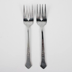 Lot of 2 Oneida Silver Ashmore (Stainless) Flatware Cold Meat Serving Forks 