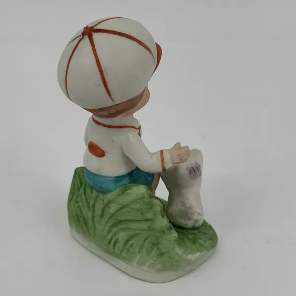 Vintage Boy With Kitten Ceramic Figurine