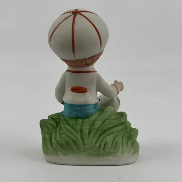 Vintage Boy With Kitten Ceramic Figurine