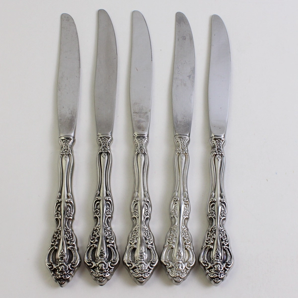 Lot Of 5 Oneida Silver Michelangelo (Stainless) Flatware Hollow Dinner Knives