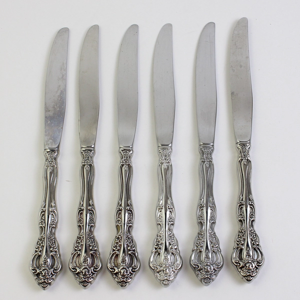 Lot Of 6 Oneida Silver Michelangelo (Stainless) Flatware Hollow Dinner Knives