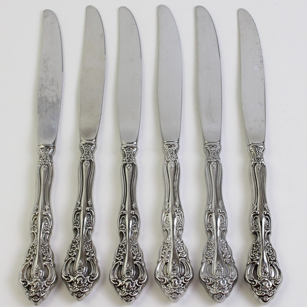 Lot Of 6 Oneida Silver Michelangelo (Stainless) Flatware Hollow Dinner Knives