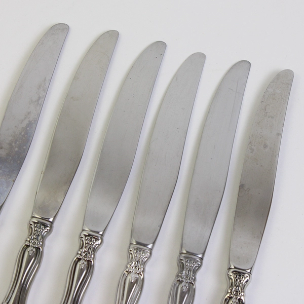 Lot Of 6 Oneida Silver Michelangelo (Stainless) Flatware Hollow Dinner Knives