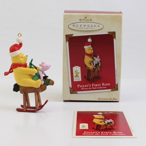 2002 Hallmark Piglet's First Ride Winnie the Pooh & Piglet Christmas Ornament