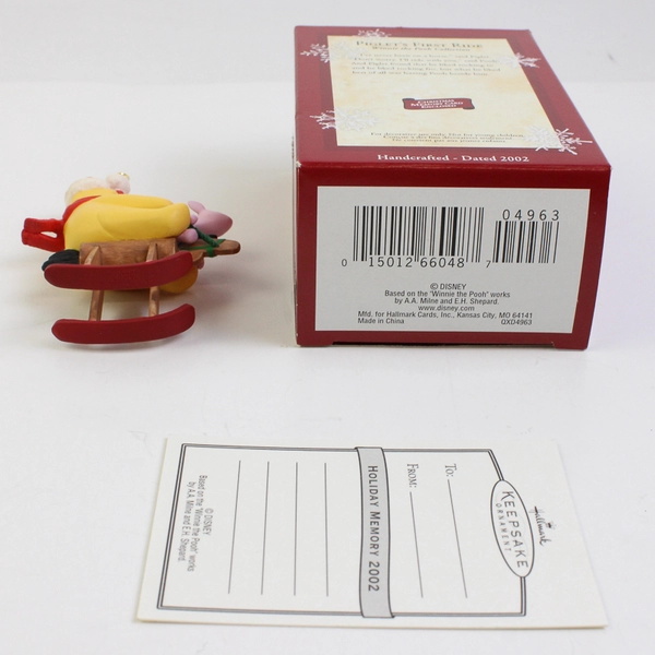 2002 Hallmark Piglet's First Ride Winnie the Pooh & Piglet Christmas Ornament