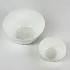 Set of 2 Vintage Federal Glass Dura White Mixing Bowls 5 and 8 Inch