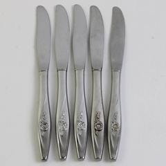 Lot Of 5 Oneida Silver Lasting Rose (Stainless) Flatware Dinner Knive 8.75" Long