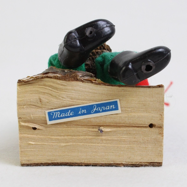 Vintage Handmade Wooden Christmas Elf Gnome Ornament