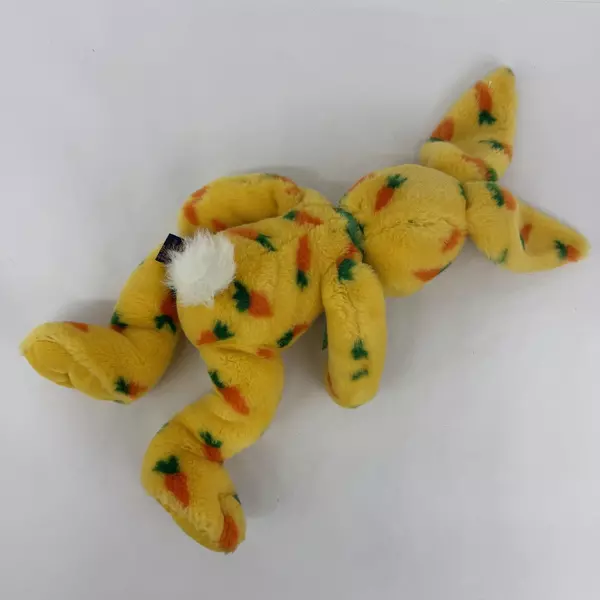 1994 Petting Zoo Yellow Carrot Print Plush Bunny Rabbit W/ Green Bow  22.5 Inch