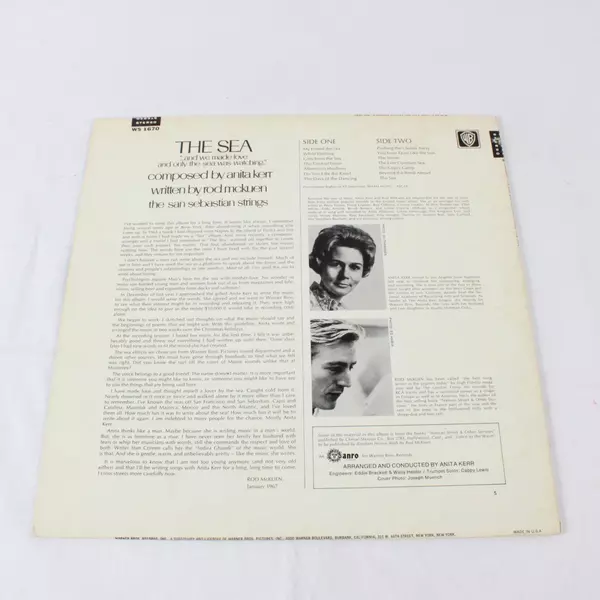 The Sea Composed by Anita Kerr A Warner Bros Records 33 RPM Vinyl LP
