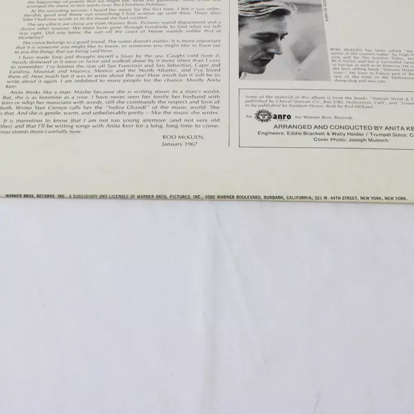 The Sea Composed by Anita Kerr A Warner Bros Records 33 RPM Vinyl LP