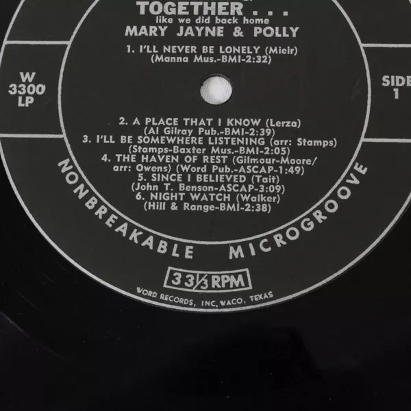 Mary Jayne and Polly Singing Together LP Word W-3300-LP Gospel Harmony