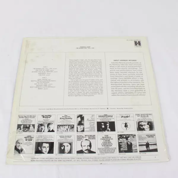Frankie Laine I'm Gonna Live Till I Die 1969 Harmony Records Stereo LP Pop Vocal