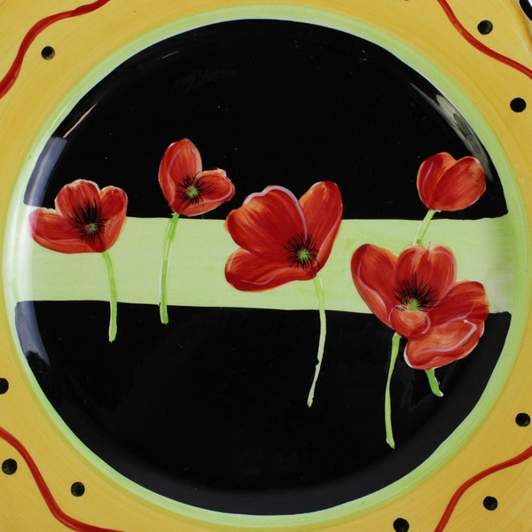 Hausenware Red Poppies Hand-Painted Dinner Plate 11"