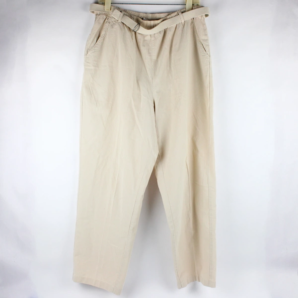 Erika & Co Women's Beige Pants Size L Elastic Waist With D Ring Belt