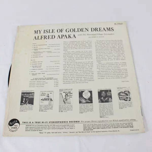 Alfred Apaka My Isle Of Golden Dreams Vinyl LP Decca DL 74418