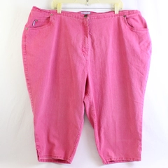 Liz & Me Petite Women's Plus 26WP Petite Capri Pink Denim Pants Side Elastic