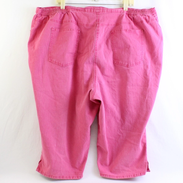 Liz & Me Petite Women's Plus 26WP Petite Capri Pink Denim Pants Side Elastic