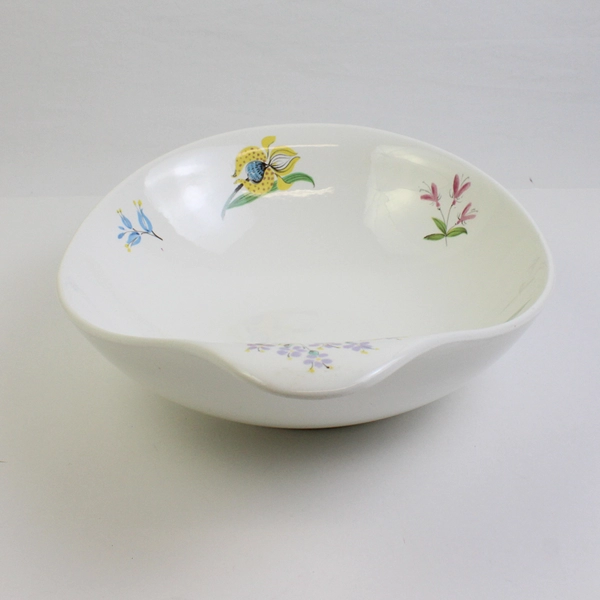 VTG 50s Hallcraft Eva Zeisel Bouquet Lugged Oval Baker/Vegetable Bowl 11.75"