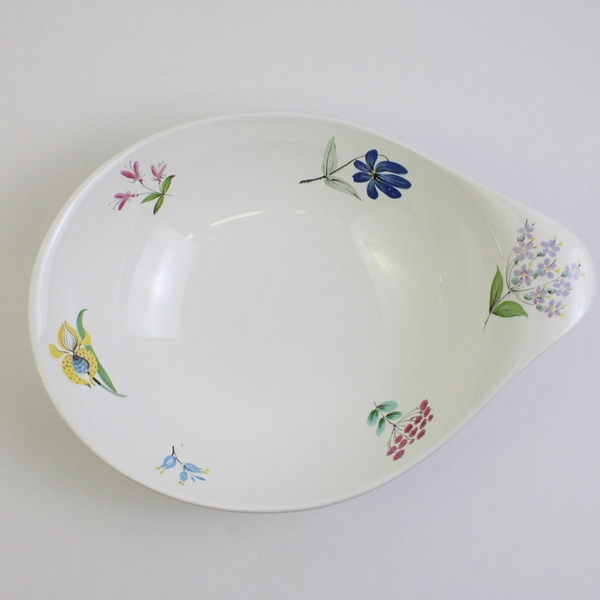 VTG 50s Hallcraft Eva Zeisel Bouquet Lugged Oval Baker/Vegetable Bowl 11.75"