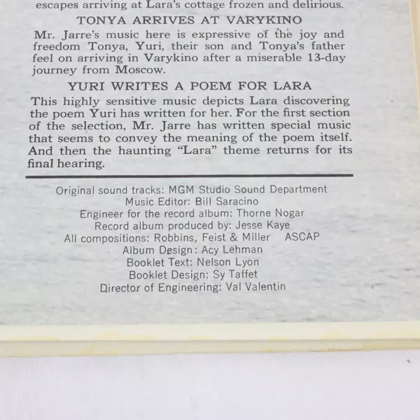 LP Dr Doctor Zhivago The Original Soundtrack Album MGM Vinyl LP S1E-6ST 1965