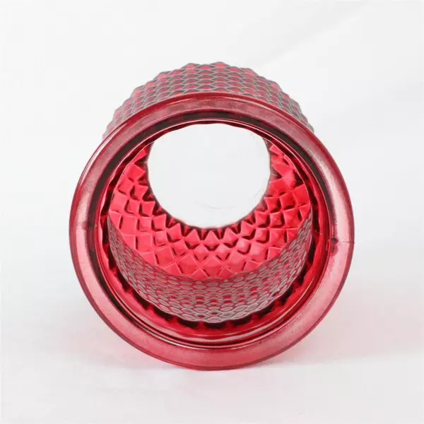 Ruby Red Glass Vase 8” Tall Diamond Pressed Pattern Elegant Home Decor Accent