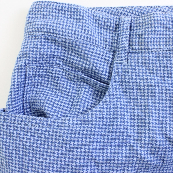 Talbots Women's Casual Pants Blue White Tiny Checkered Size 14 100% Cotton