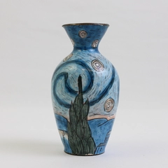 Empress Arts Hand-Painted Vincent Van Gogh Style Miniature Vase 3"
