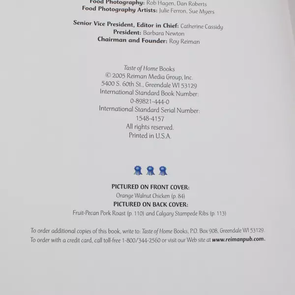 Taste of Home Contest Winning Annual Recipes 2005 Hardcover Cookbook