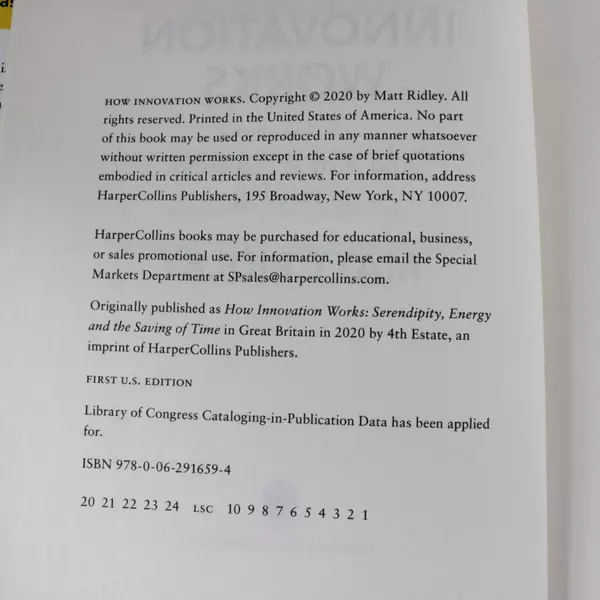 How Innovation Works Why It Flourishes In Freedom Matt Ridley Hardcover Book